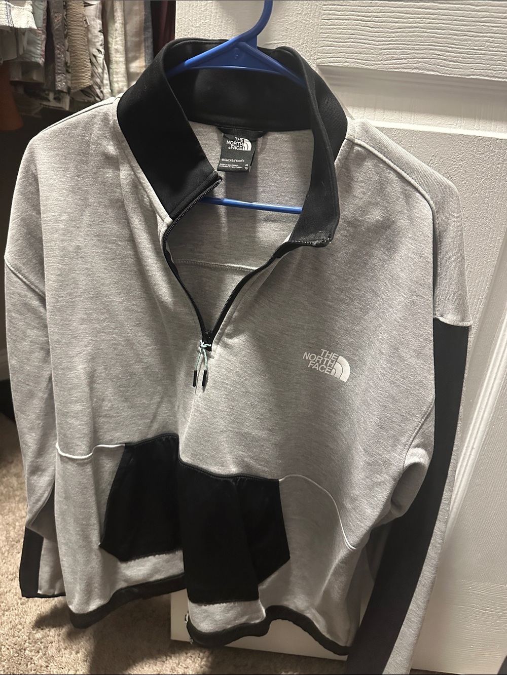 The North Face Zip-Up Sweater Jacket in Light Gray and Black